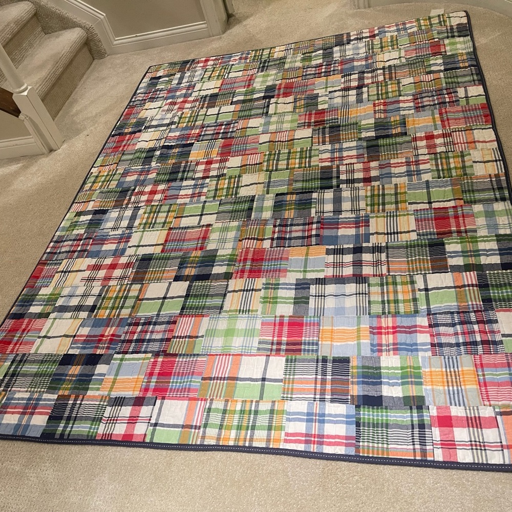 Pottery barn kids Plaid Patchwork Quilt and matching curtains